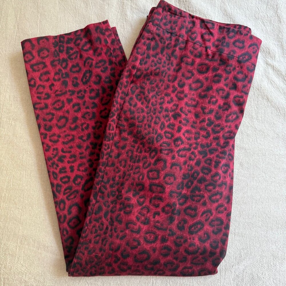 Talbots Women's‎ Signature Fit Red and Black Leopard Print Ankle Pants Size 6